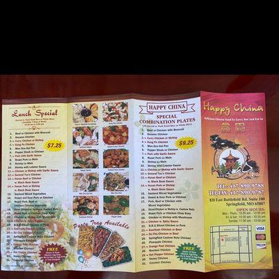 Menu outside