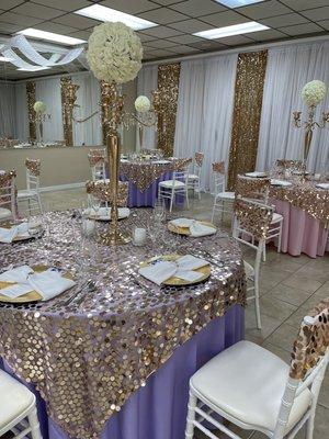 Wedding reception set-up at our venue. Package: Twinkle Star