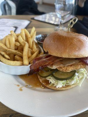 Chicken sandwich with fries