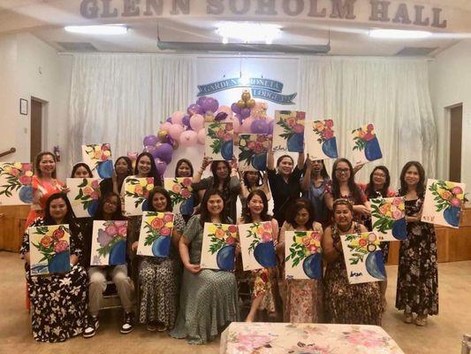 Lovely ladies having a paint party. Paint and Sip, Los Angeles