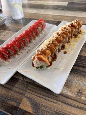 Tuna lovers roll and crunch roll