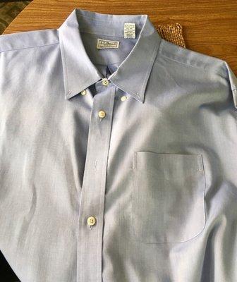 Quite the score, a never worn 100% cotton LLBean blue oxford button down shirt for $3!