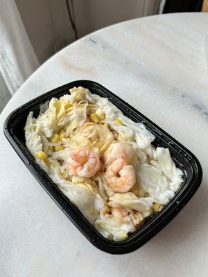 Shrimp with egg, corn, and bean sprouts