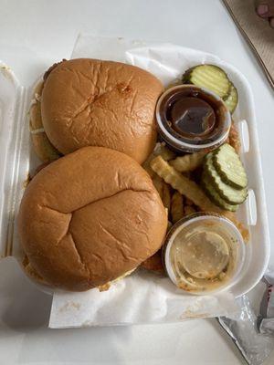 2 Sliders and Fries with 2 Dipping Sauces