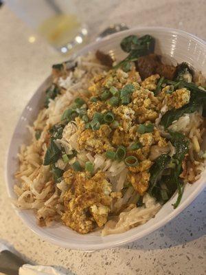 Loaded potato w/ spinach & vegan sausage