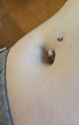 Fresh belly button piercing