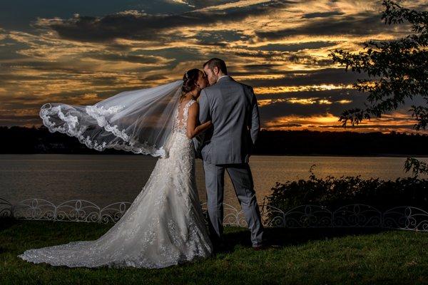 Wedding sunsets with flowing veils don't get better than this!