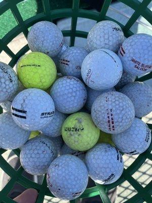 Bad range balls but perfect for young kids. Long hitters would probably hit the ball over the fence into the house if they were good.