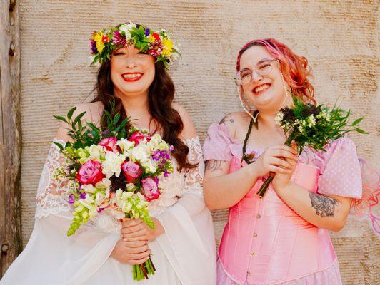 bridal bouquet and head wreath