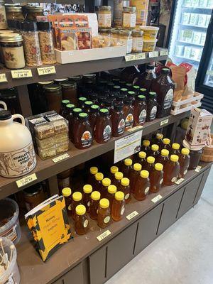 Local honey and syrup.