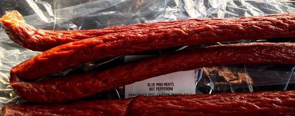 Hot pepperoni sticks.  Recommended.