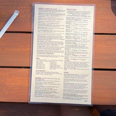 Menu back