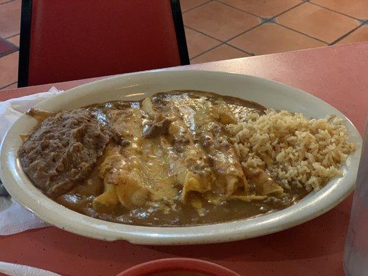 Cheese enchiladas plate. }:{