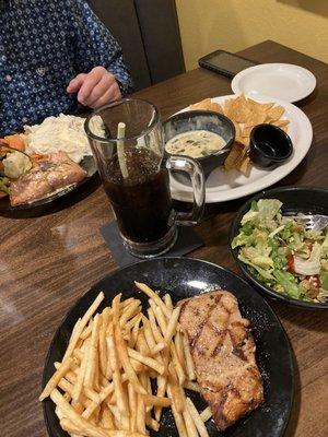 Spinach & Artichoke Appetizer and Grilled Salmon & Two Sides