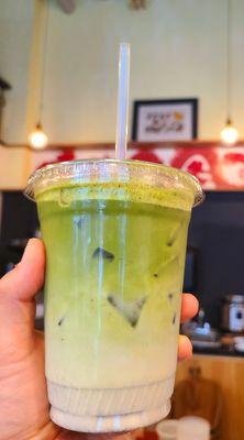 Black sesame matcha latte