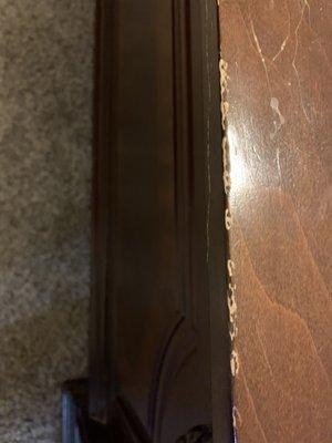 Damaged bedroom furniture