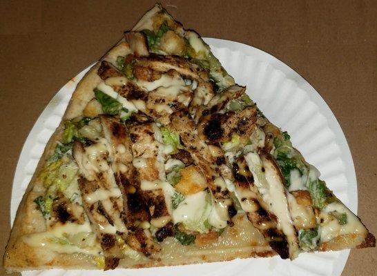 Chicken Caesar slice: plenty of chicken, a better Caesar dressing would make this one much better.