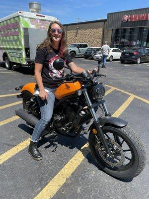 Buying a Rebel 300!! (yes I ride in full gear. This photo was right after purchase)