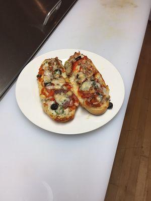 Handmade French bread pizza. Secret item. Not on the regular menu. For those in the know.