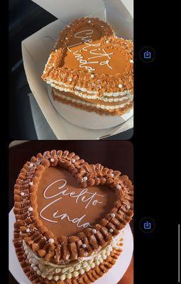 Inspo pic was brown. The cake picked up one hour before the event was nearly orange