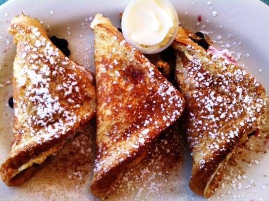 French toast stuffed with blueberries and cream cheese