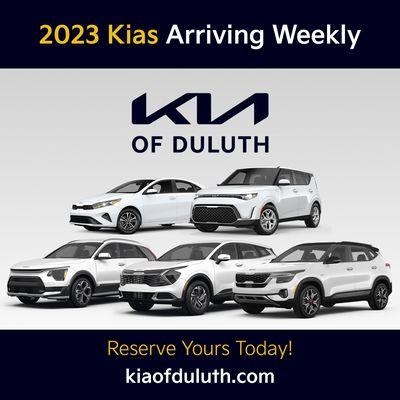 New Kias Arriving Daily! Reserve Yours Today!