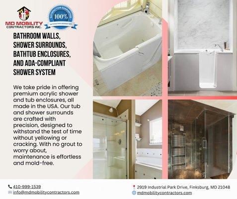 Ready to transform your bathroom? Contact us today!
 (443) 345-5380
 info@mdmobilitycontractors.com
 www.mdmobilitycontractors.com