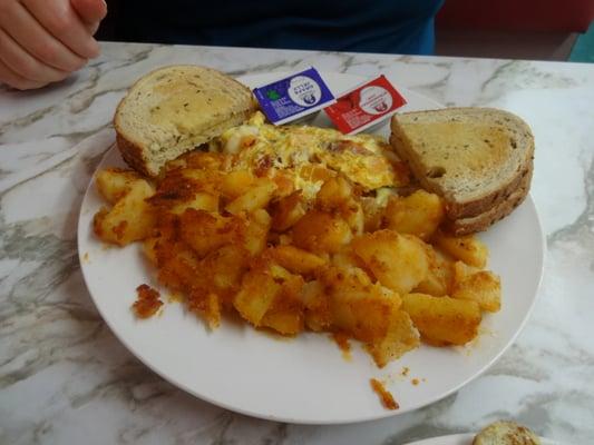 American cheese, bacon & tomato omelet at Palma's Diner Bristol, CT.