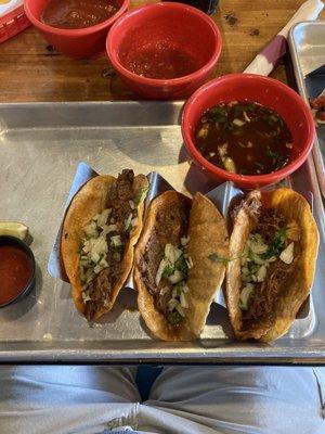 Birria tacos. Very good. And NO, I don't get cheese with Birria. That is sacrilege in my opinion.