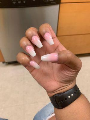 Pink to white Ombré Acrylic Full Set