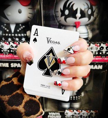 My poker nails. Amazing work done by Miley. Love it!