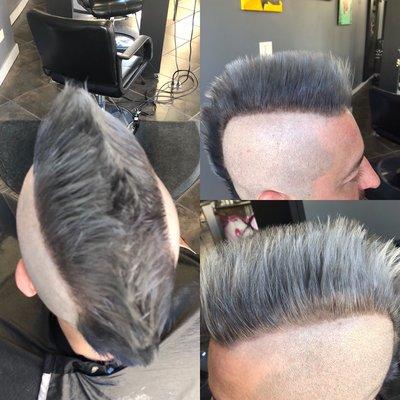 Men's silver/gray ombré Mohawk