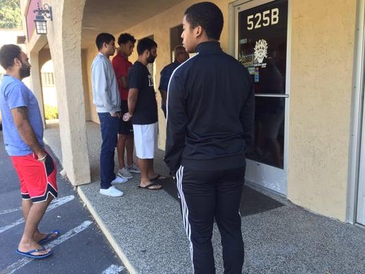 When your barber shop too fire and you think you can come early and get cut first... lol.