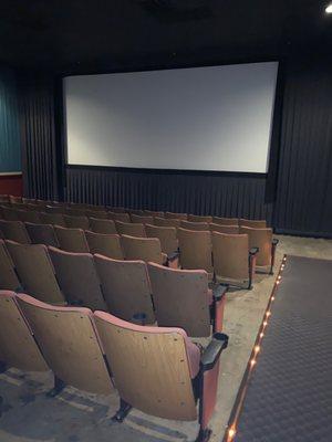 Crusty seats in the tiny theatre