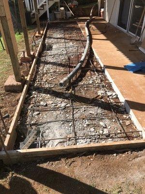 Underpinning and re-pouring concrete footings and slabs (before)