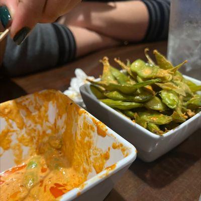 Spicy Edamame but we ate it all!