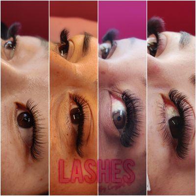 Lash extensions in different curls!