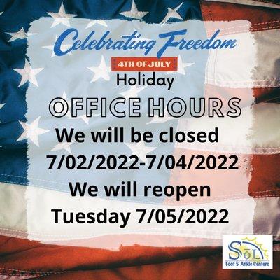 Fourth of July Weekend office hours