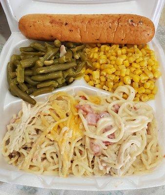 Chicken Spaghetti with corn and green beans!