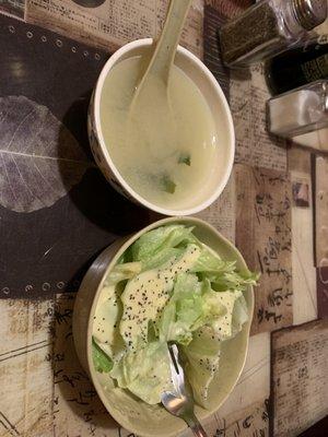 Miso soup and salad