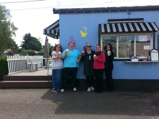 Dr Dave's staff enjoying their coffee break