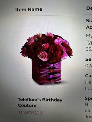 This is what I ordered.  Clearly not what was created and delivered by this unprofessional florist.