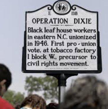 History: Location where Black Leaf Tobacco Workers organized for better working conditions and better pay, precursor to the Civil Rights era