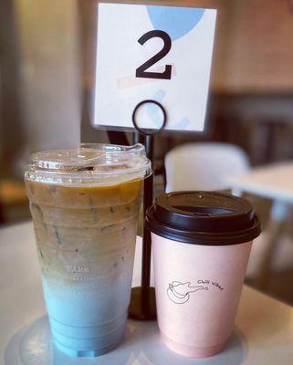 Butterfly Pea Vanilla Flower Latte and Rose Flower Latte - my two faves!!