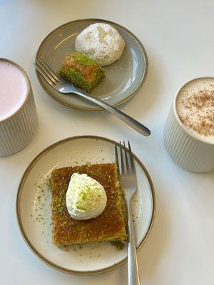 Turkish Pistachio Kadayif, Turkish Pistachio Baklava, Cherry Blossom Latte, Turkish Salep