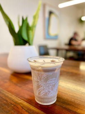 Nitro cold brew special with hojicha cold foam