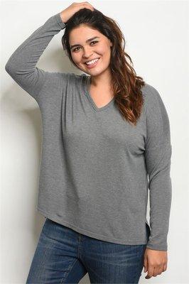 CHARCOAL PLUS SIZE TOP.
Sizes (1x-3x)