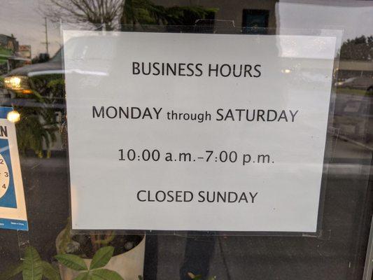 Business Hours.