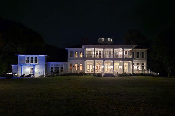 Blue Heron at night.  Taken from the fire pit area.