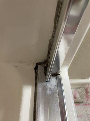 Mold inside shower door upon move in.